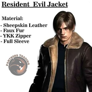 New Resident Evil RE 4 Remake Leon Kennedy Bomber Jacket B3 Bomber Genuine Leather Jacket zdjęcie 2