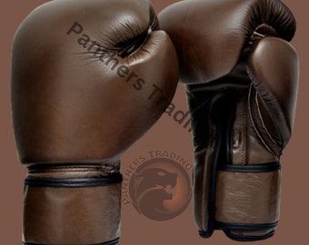 Vintage Boxing Gloves - Boxing MMA Muay Thai Training Bag Work Fight Training Boxing Gloves (Custom Logo)