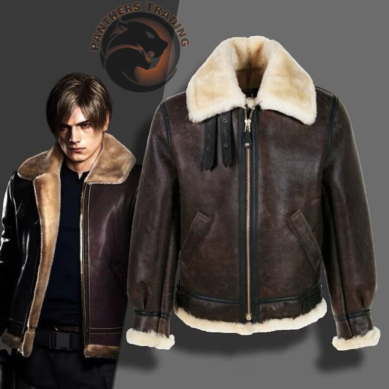 New Resident Evil RE 4 Remake Leon Kennedy Bomber Jacket B3 Bomber Genuine Leather Jacket image 5