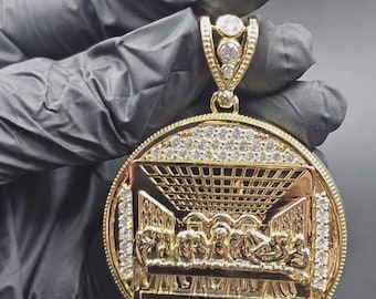 Colgante Mercedes Benz con moissanita y diamantes: plata de ley 925, chapado en oro de 14 quilates