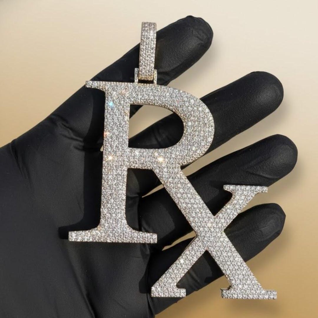 Out Rx Iced Out RX Pendant Necklace | Letter RX Initial Hip Hop Bling Jewelry ...