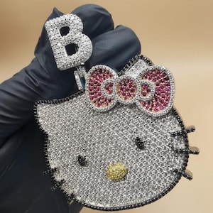 Gran oferta de collares con colgante de Hello Kitty para mujer y niña, populares collares de dibujos animados con diamantes.