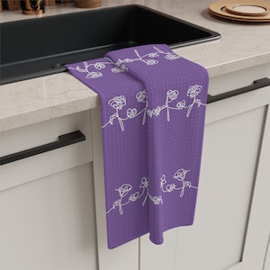 BTS purple Love yourself Tea Towel for everyone flowers hearts and love BTS gift ARMY love yourself soft tea towel Decor Kitchen Towel