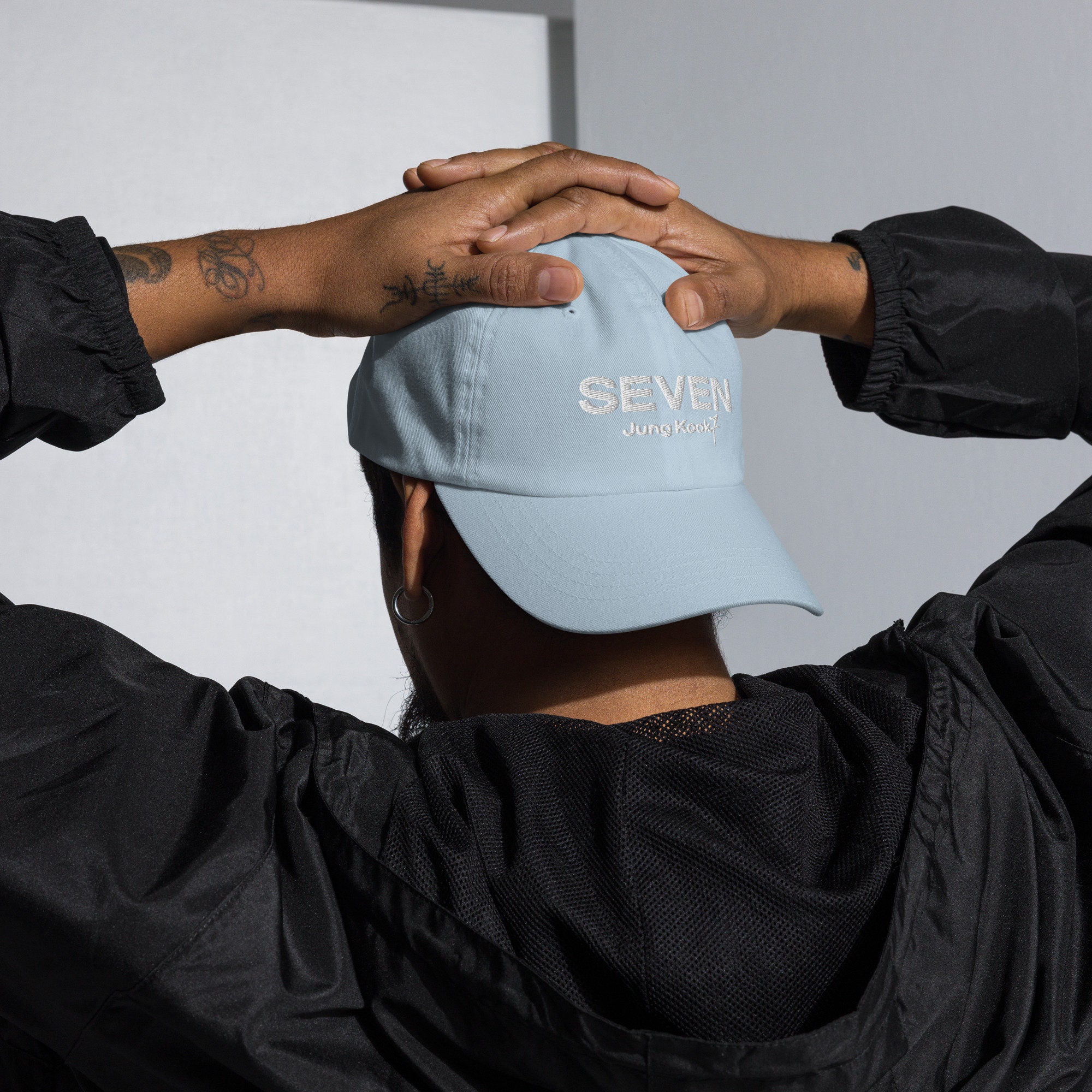 BTS Jungkook SEVEN Embroidery Hat With 7 Tatoo Design JK Bts Cap