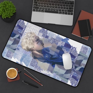 BTS RM indigo patchworks inspired desk mat for everyone BTS Army Gaming Mouse Pad for Work Game Office Home Kim Namjoon mousepad bts merch