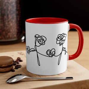 Caneca BTS Love yourself, flores multicoloridas, corações e amor, caneca BTS Coffee Mug ARMY, caneca de autocuidado de 11 onças para todos, adequada para micro-ondas e lava-louças