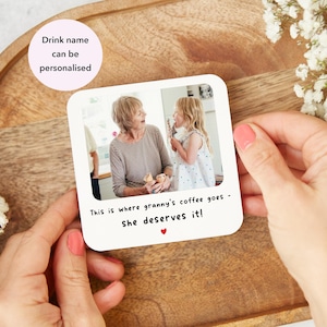 Personalised Where Granny&#39;s Coffee Goes Coaster, Coaster for Granny, Granny Christmas Gifts, Granny Christmas Presents, Granny Birthday Gift