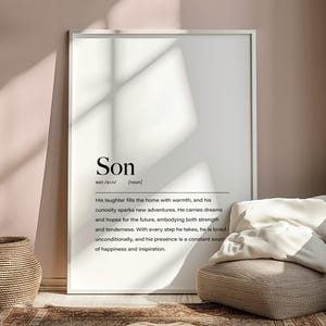 Son Definition Print, Son Gifts, Son Birthday Gift, Son Christmas Gift, Personalised Son Gift, Son Presents, Gift for Son, Son Nursery Decor