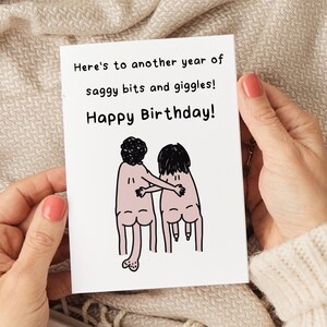 Saggy Bits & Giggles Cartão de aniversário, Cartões de aniversário engraçados, Cartão de aniversário do marido, Cartão de aniversário da esposa, Cartão de aniversário de 50 anos, Cartão de aniversário de 60 anos