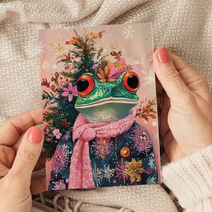 Cartes de Noël Grenouille, Cartes de Noël audacieuses, Paquet de cartes de Noël, Jeu de cartes de Noël, Cartes de Noël amusantes, Cartes de Noël rigolotes, Animal