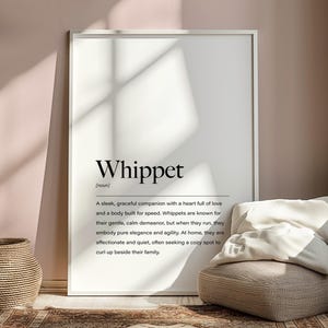 Whippet Definition Druck, Whippet Poster, Whippet Wohnkultur, Whippet Wandkunst, Whippet Geschenke, Whippet Geschenk, Whippet Weihnachtsgeschenke