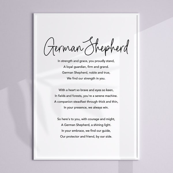 German Shepherd Poem Print, German Shepherd Poster, German Shepherd Home Decor, German Shepherd Wall Art, German Shepherd Gift Ideas, Quotes