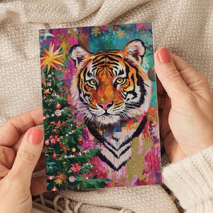 Cartes de Noël Tigre, Cartes de Noël audacieuses, Paquet de cartes de Noël, Jeu de cartes de Noël, Cartes de Noël amusantes, Cartes de Noël rigolotes, Animal