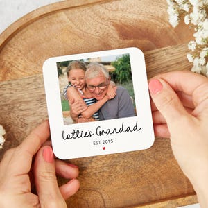 Personalised Grandad Photo Coaster - Gift for Grandad, Grandad Birthday Gift, Grandad Christmas Gift, Father&#39;s Day Gift, New Grandad Gift