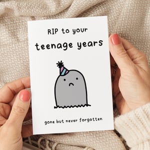 Tarjeta de cumpleaños RIP To Your Teenage Years, tarjeta de cumpleaños número 20, tarjeta divertida de cumpleaños número 20, tarjeta de cumpleaños número 20 para hija, tarjeta de cumpleaños número 20 para hijo, tarjeta de cumpleaños número 20 para ella