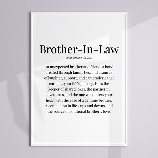 Brother-in-Law Definition Print, Gift for Brother-in-Law, Brother-in-Law Birthday Gift, Brother-in-Law Christmas Gift, Wedding Present