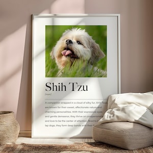 Personalised Shih Tzu Definition Print, Shih Tzu Poster, Shih Tzu Home Decor, Shih Tzu Wall Art, Shih Tzu Gift, Shih Tzu Christmas Gift