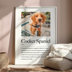 Impresión personalizada de definición de Cocker Spaniel, póster de Cocker Spaniel, regalo de Cocker Spaniel, arte de pared de Cocker Spaniel, Navidad de Cocker Spaniel