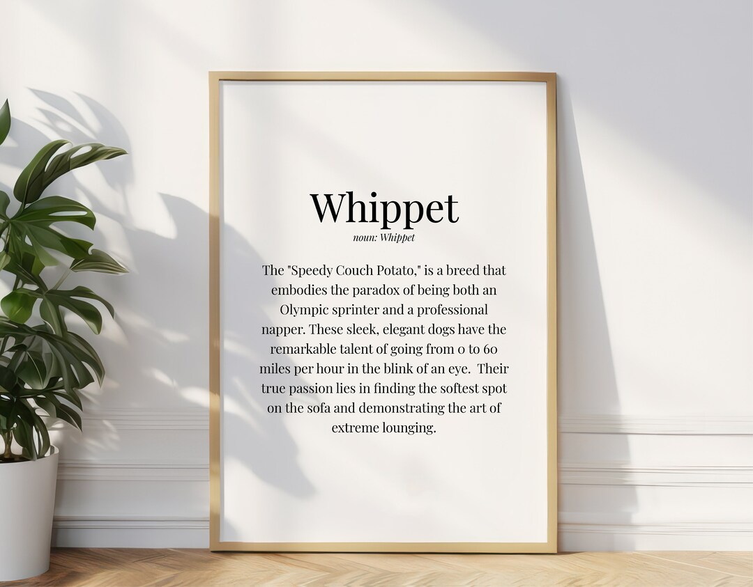 Whippet Definition Print Whippet Poster Whippet Home Decor Etsy