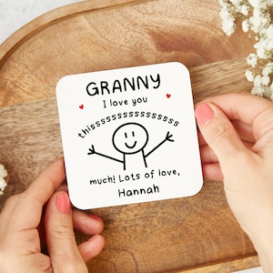 I Love You Granny Coaster - Personalised Granny Coaster, Granny Birthday Gift, Granny Christmas Gift, Granny Present, Gift from Grandkids