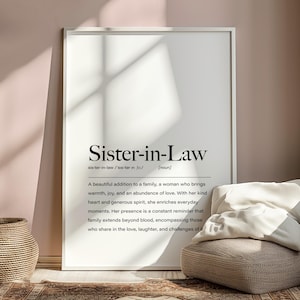 Sister-in-Law Definition Print, Sister-in-Law Christmas Gifts, Sister-in-Law Christmas Present, Sister-in-Law Birthday Gifts, Personalised