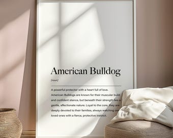 American Bulldog Definition Print, American Bulldog Poster, American Bulldog Gifts, American Bulldog Home Decor, American Bulldog Christmas