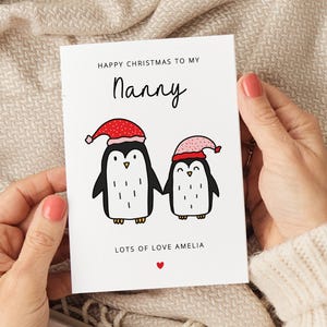 Cartes de Noël personnalisées pour nounou, Carte de Noël pour nounou, Carte de voeux de Noël pour nounou, Cadeaux de Noël pour nounou, Cadeau de Noël pour nounou