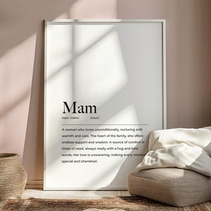 Impression définition mam, cadeaux mam, cadeau pour maman, cadeaux mam amoureux, cadeau d'anniversaire mam, cadeau de noël mam, déco mam, citations mam, réconfortant