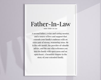 Father-in-Law Definition Print, Gift for Father-in-Law, Father-in-Law Birthday Gift, Father-in-Law Christmas Gift, Father-in-Law Present