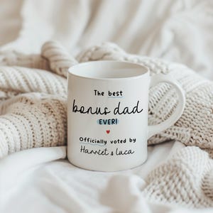 Best Bonus Dad Mug - Personalised Mug from Stepchild, Funny Father's Day Gift, Custom Name Mug for Stepdad | Gift for Bonus Dad