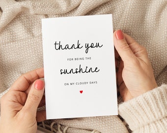 Thank You For Being My Sunshine, Thank You Cards, Friend Thank You Card, Work Colleague Thank You Card, Appreciation Card, Support Thank You