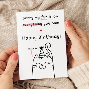 Lustige Katzen Geburtstagskarte, Geburtstagskarte von der Katze, Happy Birthday Katzenkarte, Geburtstagskarte mit Katze, Katzenbesitzer Geburtstagskarte, Humorvolle Karte