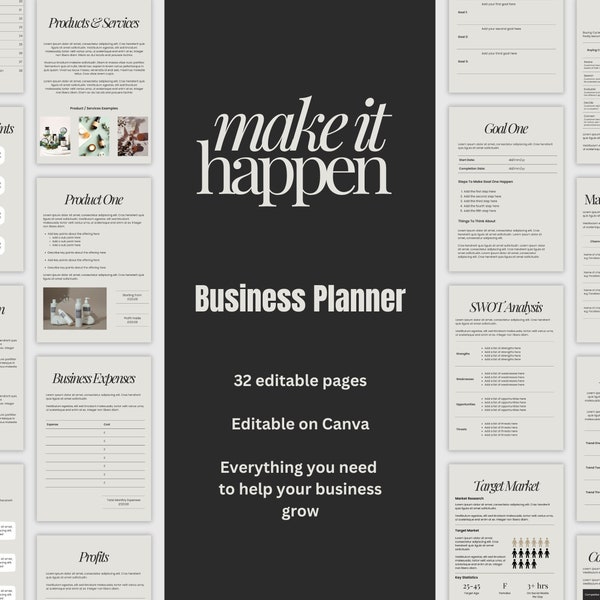 Digital Business Planner, Editable Business Planner, Business Organiser, Printable Planner, Business Planning Tools, Entrepreneur Planner