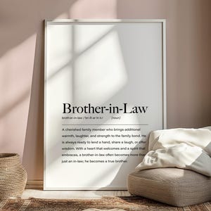 Impresión de definición de cuñado, regalo para cuñado, regalo de cumpleaños para cuñado, regalo de Navidad para cuñado, regalo de boda