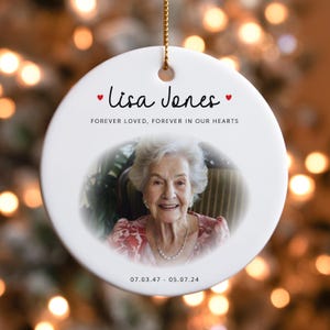 Personalised Photo Memorial Ornament, Dad Remembrance Ceramic Ornament, Memorial Gifts, Mum Memorial Ornaments, Grandad Memorial, Keepsake
