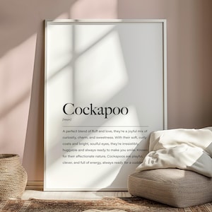 Cockapoo Definition Print, Cockapoo Poster, Cockapoo Wall Art, Cockapoo Home Decor, Cockapoo Gifts, Cockapoo Christmas Gifts, Present