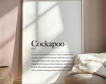 Cockapoo Definition Print, Cockapoo Poster, Cockapoo Wall Art, Cockapoo Home Decor, Cockapoo Gifts, Cockapoo Christmas Gifts, Present