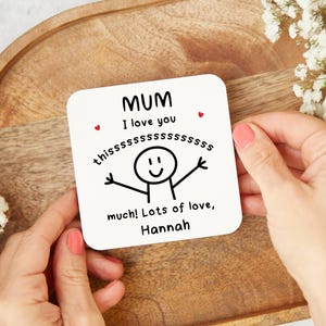 I Love You Mum Coaster - Personalised Mum Coaster, Mum Birthday Gift, Mum Christmas Gift, Custom Mum Gift, Mother’s Day Present, From Child
