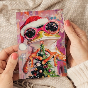 Cartões de Natal de Sapo, Cartões de Natal Ousados, Pacote de Cartões de Natal, Conjunto de Cartões de Natal, Cartões de Natal Divertidos, Cartões de Natal Engraçados, Animal