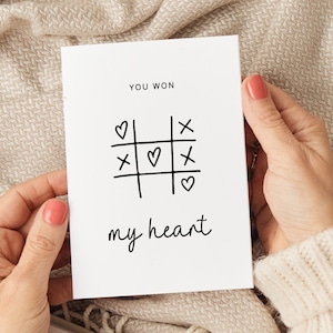 You Won My Heart-kaart Verjaardagskaart, verjaardagskaart vriendin, verjaardagskaart vriend, verjaardagskaart echtgenoot, jubileum vrouw
