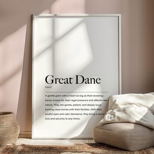 Great Dane Definition Print, Great Dane Poster, Great Dane Home Decor, Great Dane Wall Art, Great Dane Gifts, Great Dane Christmas, Present