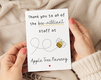 Bee-rilliant Nursery Staff Card - Personalised Thank You Card, Nursery Leaving Card, Card for Nursery Staff, School Thank You Card, Teacher