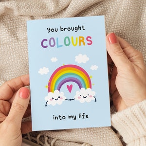 Vous avez apporté des couleurs dans ma vie, carte d'anniversaire, carte de remerciement, carte LGBTQ, carte pour petite amie, carte pour femme, carte pour petit ami