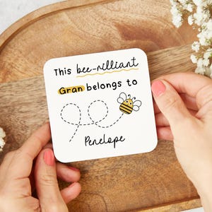 Personalised Bee-rilliant Gran Coaster, Gift for Gran, Gran Birthday Gift, Gran Christmas Gift, Gift from Granddaughter, Gran Bee Gifts