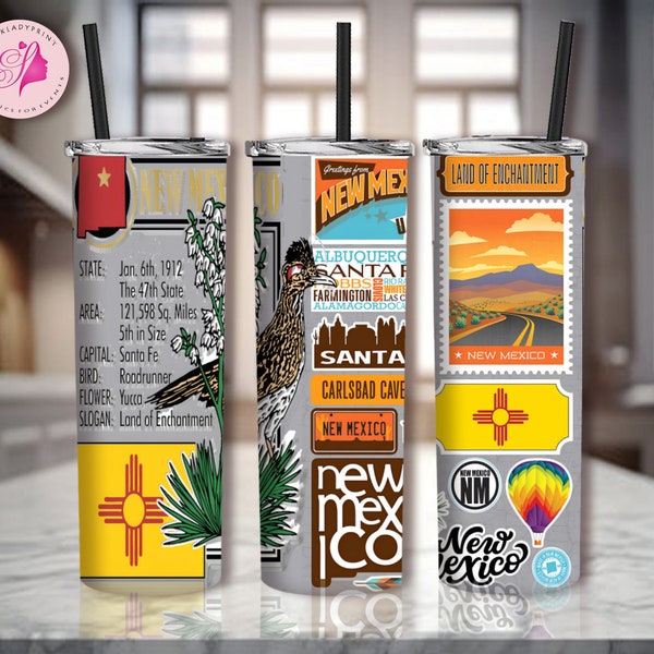 New Mexico 20oz Skinny Tumbler Sublimation Designs, New Mexico PNG File Digital Download, New Mexico tumbler png, New Mexico Montage