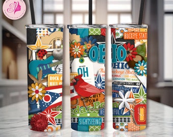 Ohio 20oz Skinny Tumbler Sublimation Designs, Ohio PNG File Digital Download, Ohio tumbler png, Ohio Montage