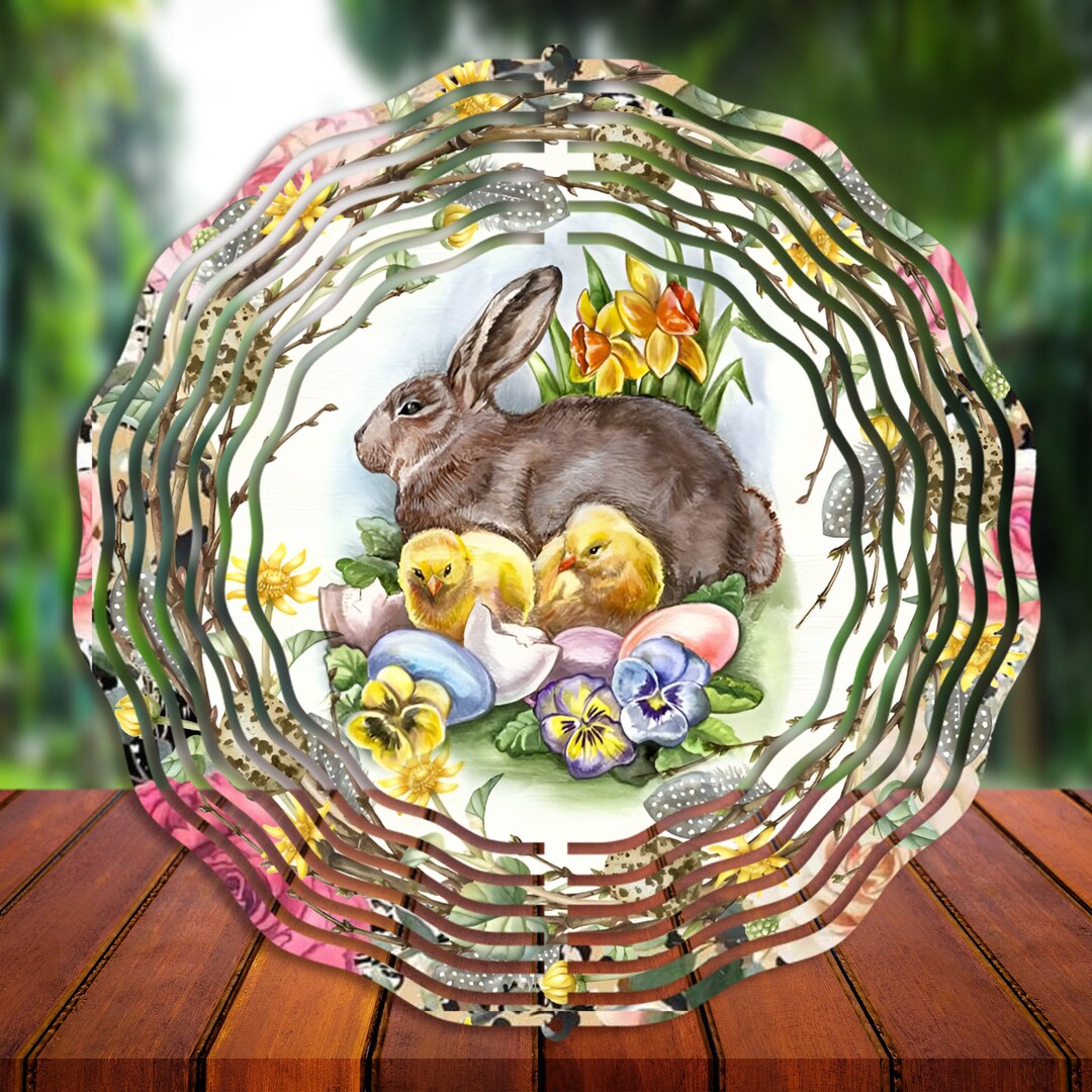Easter Bunny Wind Spinner Sublimation Design, Wind Spinner Easter Bunny