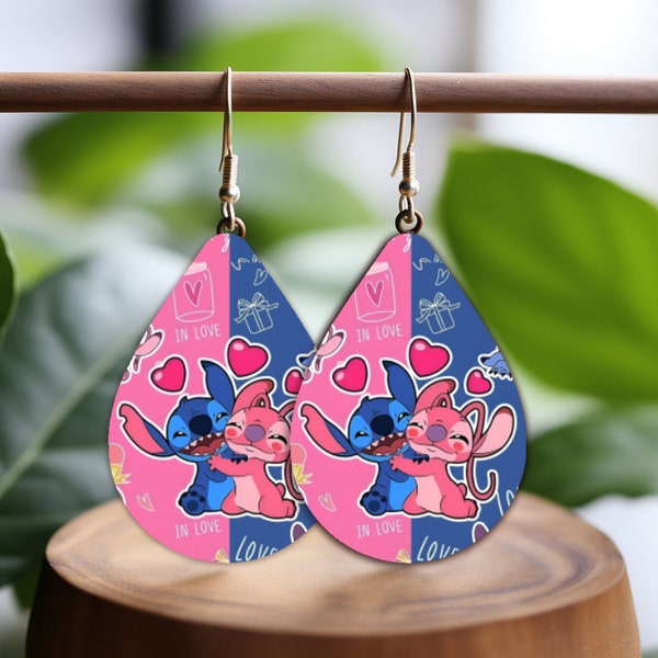 Stitch Teardrop Earring Sublimation Design,  Girls Teardrop Earring Template PNG, Digital Download, Stitch Earring Blanks, You Print