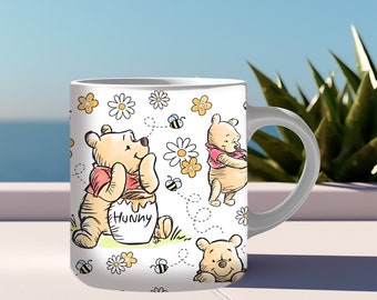 Winnie the Pooh 15oz Mug ,Cartoon Characters Mug Wrap, 11oz & 15oz Mug Template, Mug Designs, Coffee Mugs, Mug Sublimation Design, You Print