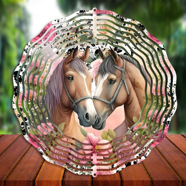 Horses Wind Spinner Sublimation Design, Wind Spinner Horses,  WindSpinner 10 Inch Template, Horses  Round Hanging Spinners, PNG You Print